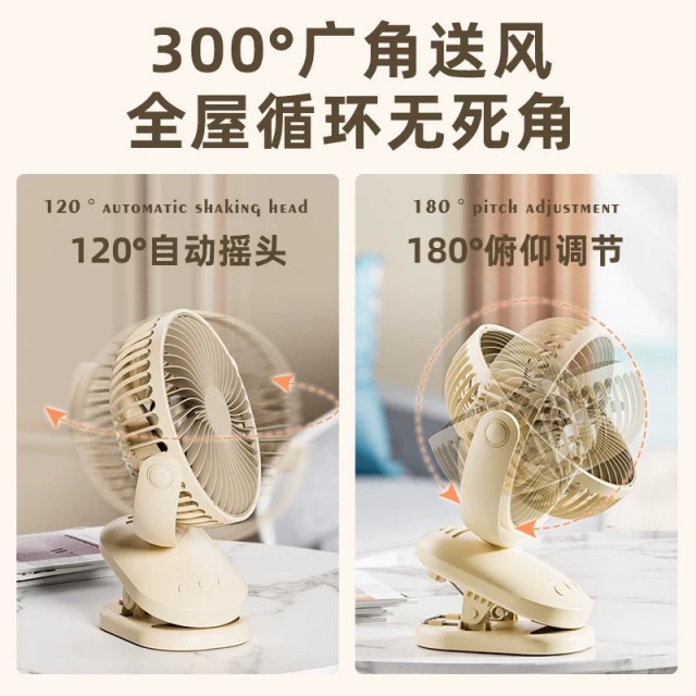 三合一自動搖頭循環扇｜充電式桌面 / 壁掛 / 夾式風扇